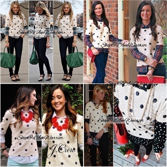 J.Crew ivory & black sequin polka-dot short sleeve top *shop@iamwarrior - Picture 8 of 16